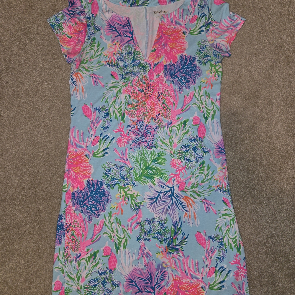 Lilly Pulitzer Coral Print Dress Small